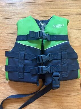 Kids DBX Green Black  Life Jacket Vest PFD Child 30-50 lbs